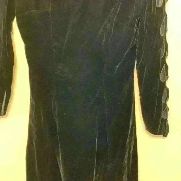 Anita modes velvet sexy black dress sz XS open back cut outs high neck knee - Picture 3 of 12